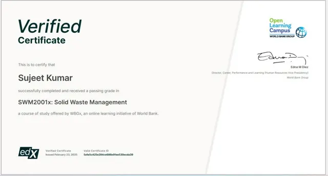 Solid Waste Management (SWM2001x) certificate